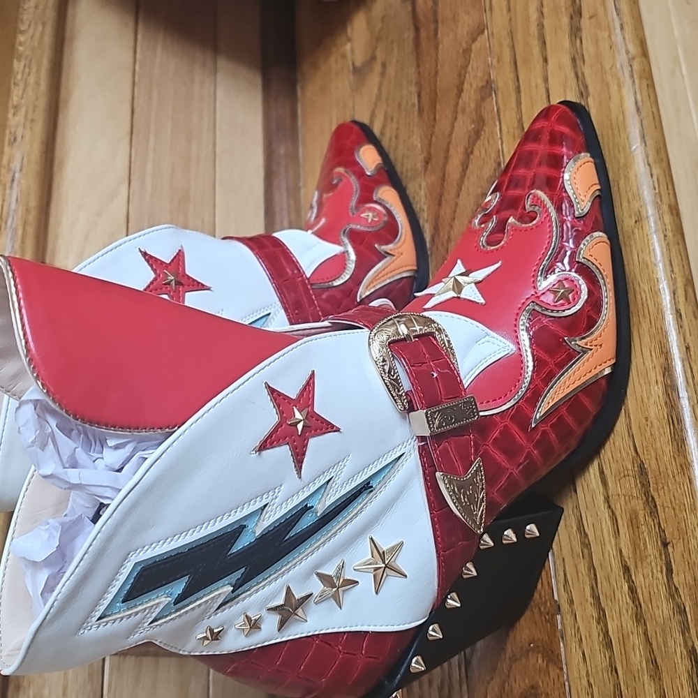 Azalea Wang Multi Colored Studded Cowboy Boot - Picture 4 of 6
